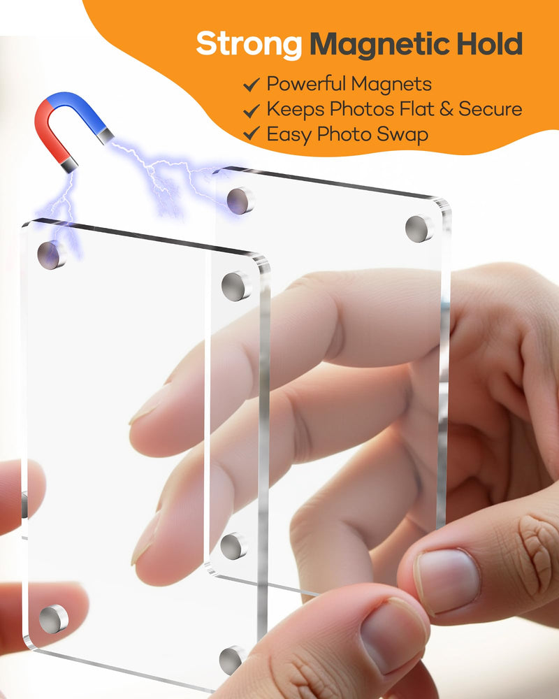 2Pcs Car Picture Holder for Sun Visor – Magnetic 2.36"x3.5" Car Visor Photo Clip, Horizontal & Vertical Photo Display, Wallet-Size Clear Acrylic Car Picture Frame Perfect for Polaroid Go and Instax Mini 2.3"x3.5"