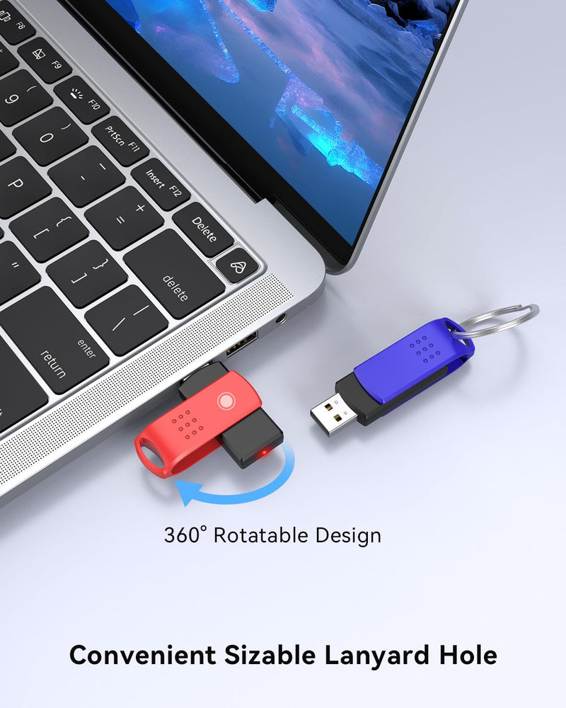 [AUSTRALIA] - KEXIN 16GB Flash Drive 10 Pack USB 2.0 Thumb Drives Swivel USB Memory Stick Bulk USB Drive with LED Light Stylish Colorful Pen Drive for Photo Video File Music – Green, Red, Black, Blue, Yellow,16 G 16G