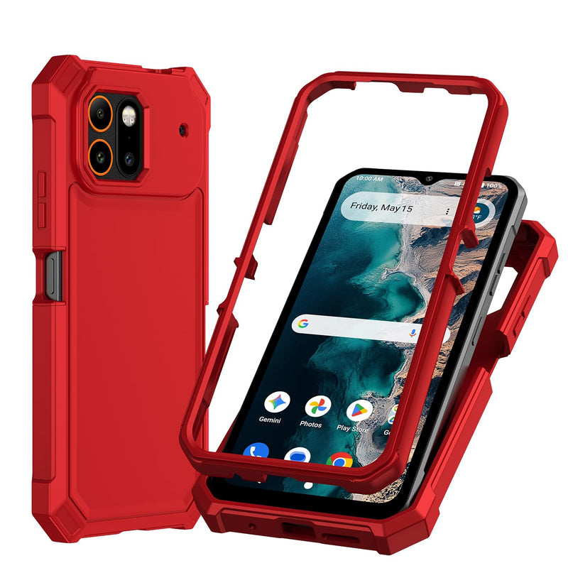 Phone Case for ATT TREK with Screen Protector Full Body Protection | ATT Trek SN515AR Phone Case Front Silicone Bumper Hard Plastic Back Shockproof Rugged Corner Military Grade Design Red