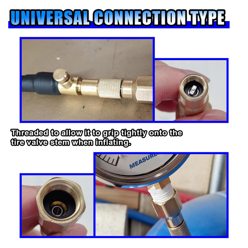 2PCS Car Tire Air Chuck, Heavy-Duty Screw on Tire Air Chuck with 1/4'' NPT Thread, Brass Twist-on Chucks for Inflator Gauge and Compressor, Universal Car Accessories