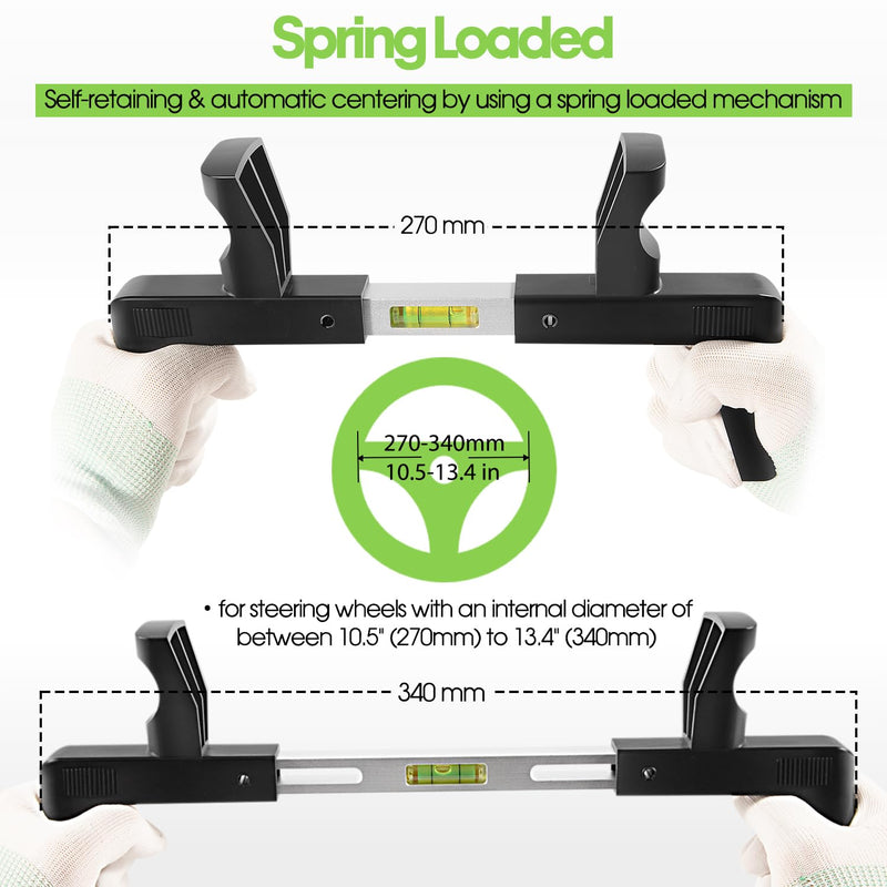 ATD-3100 Steering Wheel Level Alignment Tool - Steering Wheel Level Bar Tool - Universal Use for Passenger Cars, Vans & Trucks with Steering Wheel Internal Diameter 270mm-340mm, Spring-Loaded