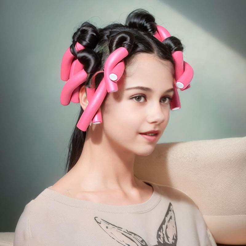 20 PCS Flexible Hair Curler, 9.45" Bendy Hair Rollers, Durable Foam Curler Roller, Heatless Curlers for Long, Short Hair, DIY Sleeping Styling Hairdressing, Hair Salon (Pink&Purple) Pink&Purple