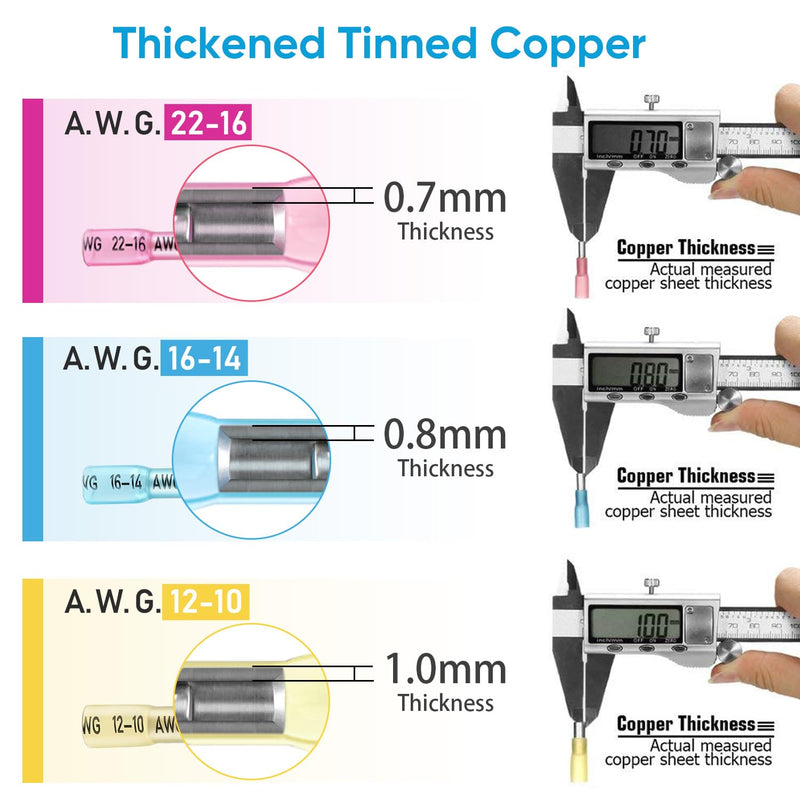 TICONN 400Pcs Heat Shrink Wire Connectors, Waterproof Automotive Marine Electrical Terminals Kit, Crimp Connector Assortment, Ring Fork Spade Butt Splices 400PCS Combo