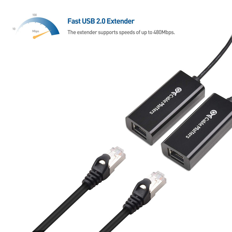 Cable Matters USB Over Ethernet Extender with Power Adapter up to 150 ft - Full USB 2.0 Support for Keyboard, Mouse, Webcam, and More