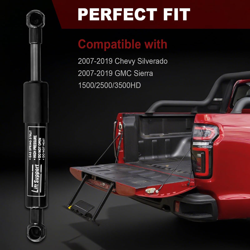 Heavy Duty Truck Tailgate Assist Kit - Gas Lift Supports for 2007-2019 Chevy Silverado & GMC Sierra 1500/2500/3500HD | Dampened Strut Shock Absorber | Easy No-Drill Installation
