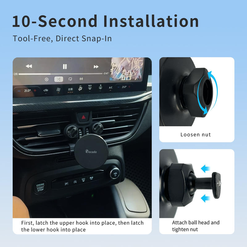 Car Phone Holder for Ford Escape 2023-2026 Accessories, Vehicle-Specific Magnetic Phone Mount at Hazard Button Area, MagSafe Compatible Strong Magnetic Cell Phone Holder, Fits 13.2-Inch Screen Models Magnetic holder