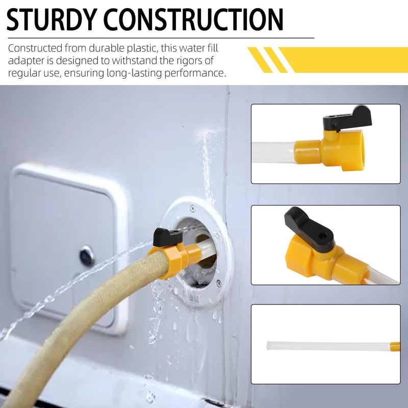 40003 RV Water Fill Adapter with Hose for Quick Filling of Your RV's Gravity Water Fill Adapter Fits Standard Drinking Waters Hoses - Features a 5/8" Tube 1