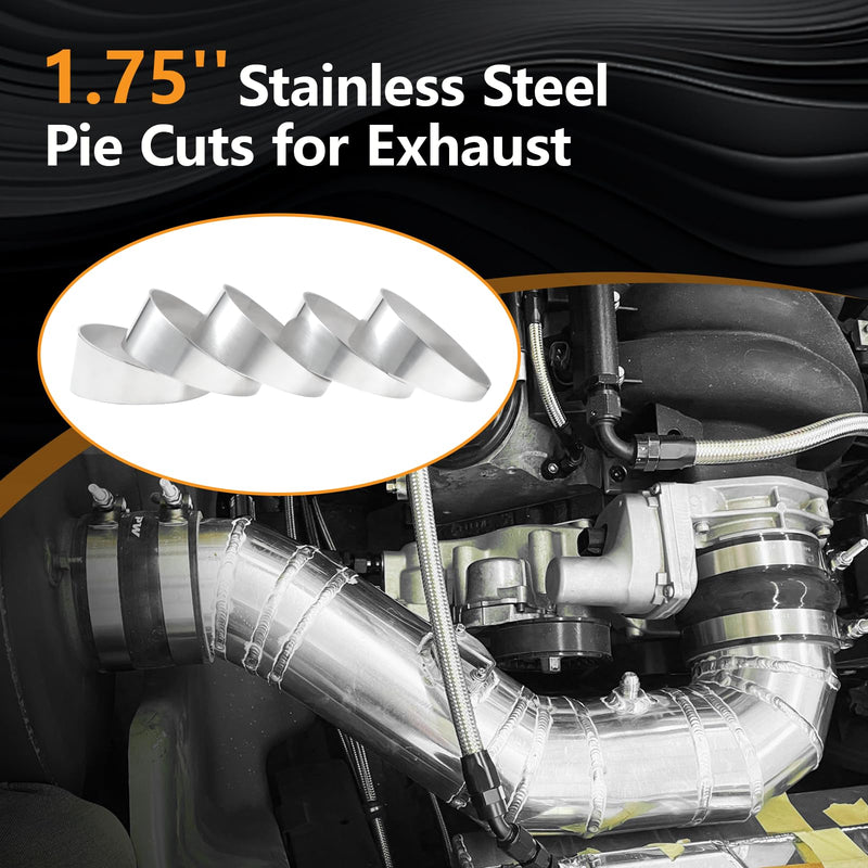 304 Stainless Steel Pie Cuts, 1.75'' Polished Exhaust Cutout Laser Cut and Deburred for Custom Exhaust System 5 Pcs 1.75''