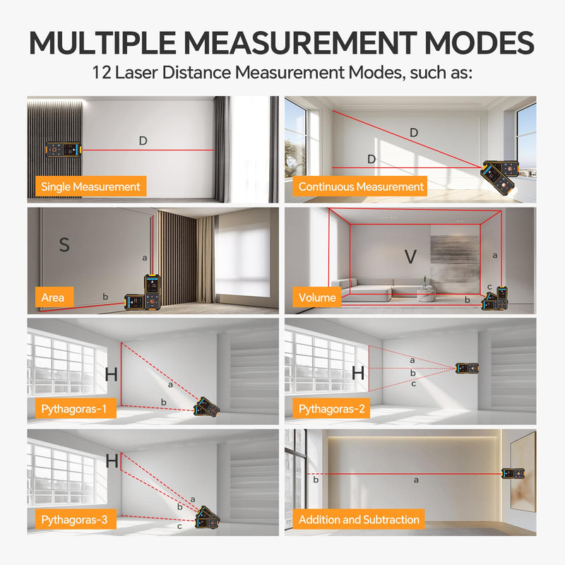 Stud Finder Wall Scanner - with Laser Distance Meter & Digital Level, 5 in 1 Rechargeable Multifunctional Stud Detector with Upgraded Sensor, HD LCD Display and Voice