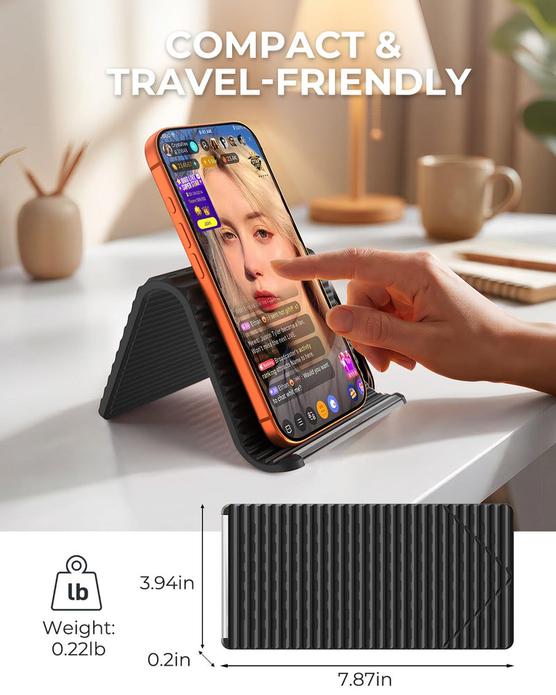 2026 Airplane Phone Holder, Flexible Silicone Portable Phone Stand | Foldable for Desk Bed Office, Travel Essentials Hands Free Mount for iPhone Tablet Laptop,Anti-Slip & Scratch-Resistant Black