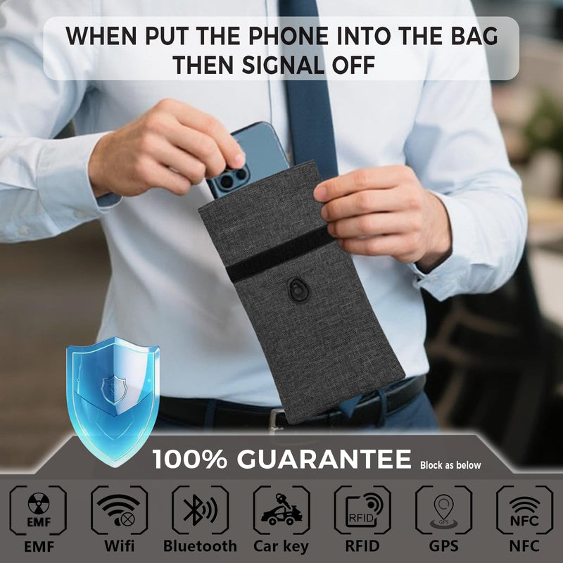Faraday Bags for Phones 2 Pack Go Dark Bags for Cell Phones, Signal Blocking Case, RFID Blocking Pouch for Privacy Protection