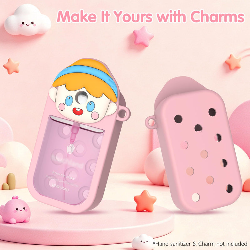 Silicone Case for Touchland Hand Sanitizer 1OZ | Compatible with Touchland Case w/ Keychain & Charm Holes, Cute Portable Travel Holder for Touch land Accessories