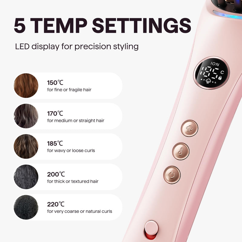 Wavytalk Steam Hair Straightener Brush with Negative Ions 4 in 1 | Steambrush Pro Steam Straightening Brush for Women Reduced Heat Damage with Steam and Ionic, Fast Styling, Frizz-Free, Pink