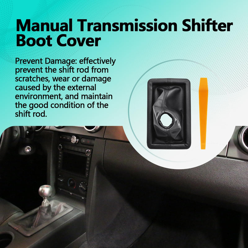 Manual Transmission Shifter Boot Cover Compatible with Ford Mustang Series 2005 2006 2007 2008 2009 Replaces 8R3Z-7277-AA, Gear Change Boot