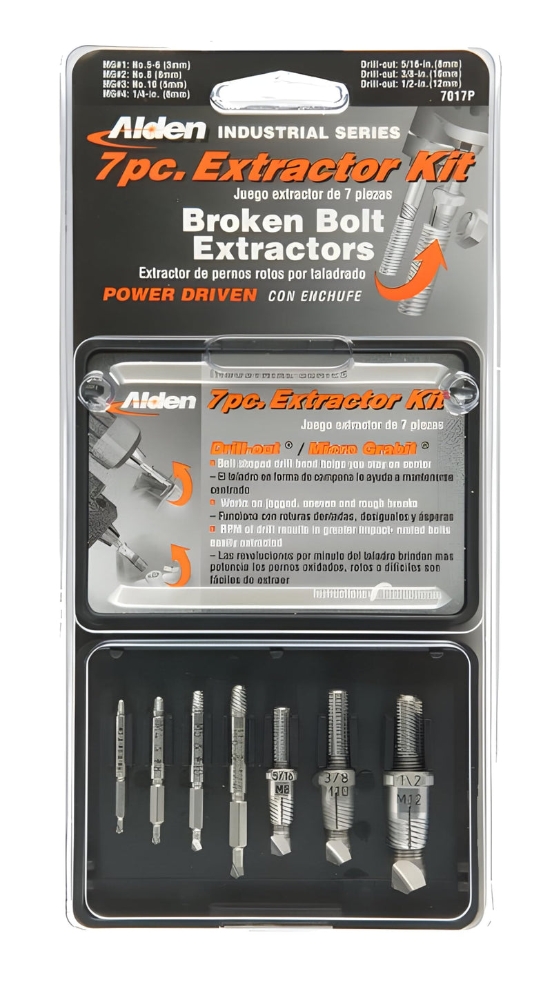 Alden Tools Grabit Select Series 7 Piece Screw & Bolt Extactor Kit - 7017P - Made in The USA