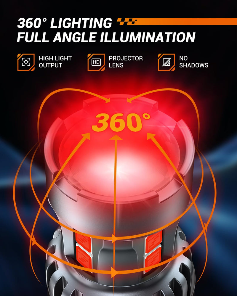 SEALIGHT 7443 7440 LED Bulb Red Brake Lights, T20 7441 7444 992 W21W LED Light Bulb with Projector for Tail Stop Parking Blinker Lights, Pack of 2 J5 Series 7443 bulb