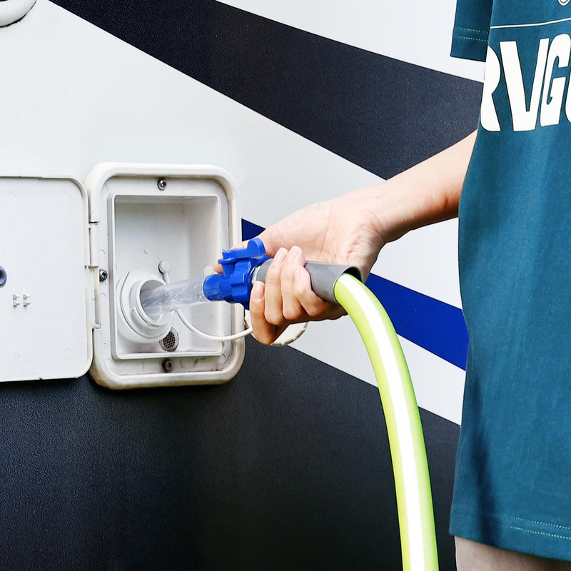 RVGUARD RV Water Tank Filler with Shutoff Valve, Fill Your Water Tank Quickly, RV Fresh Water Fill Adapter Fits Standard Drinking Water Hoses, Features 5/8" Tube 1