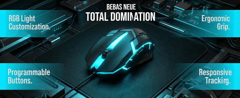 RGB Gaming Mouse Wired, USB Optical Computer Mouse with Ergonomic Design, Adjustable DPI, LED Lighting, Comfortable Grip for PC Laptop Desktop Gamer