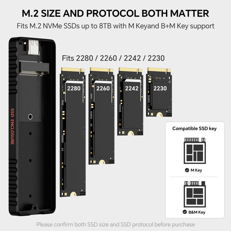 Thermalright EB107 PRO M.2 NVMe SSD Enclosure, Copper Heat Pipe Cooling | 20Gbps USB-C M.2 NVMe enclosure, aluminum alloy housing, 2230-2280 SSD support 20Gbps USB-C NVMe