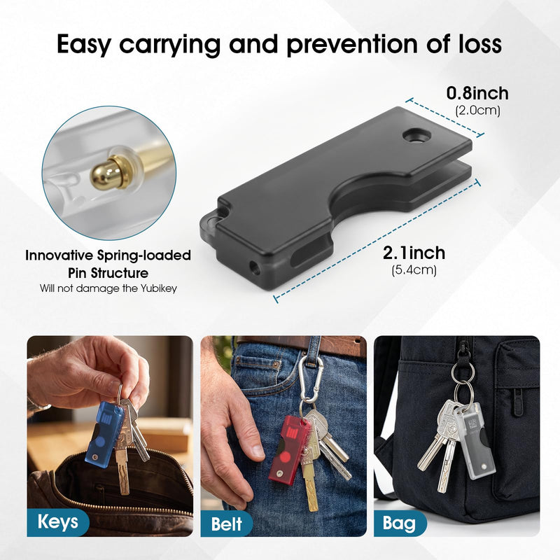 2 Pack PC Flip Holder Keychain Protective Cover Compatible with YubiKey 5 NFC, Hard PC Slide-Open Carrying Case, NFC-Friendly Tap-to-Use Security Key Protector, Lightweight Keychain Cover, Black 2 Pack