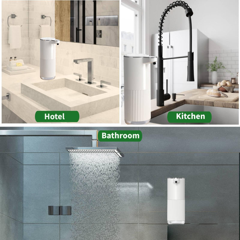 Automatic Liquid Soap Dispenser, Touchless Soap Dispenser Bathroom,Upgrade Hand & Dish Electric Dispenser Adjustable Waterproof Wall Mount Kitchen Auto Soap Pump for Thin and Thick Liquid White