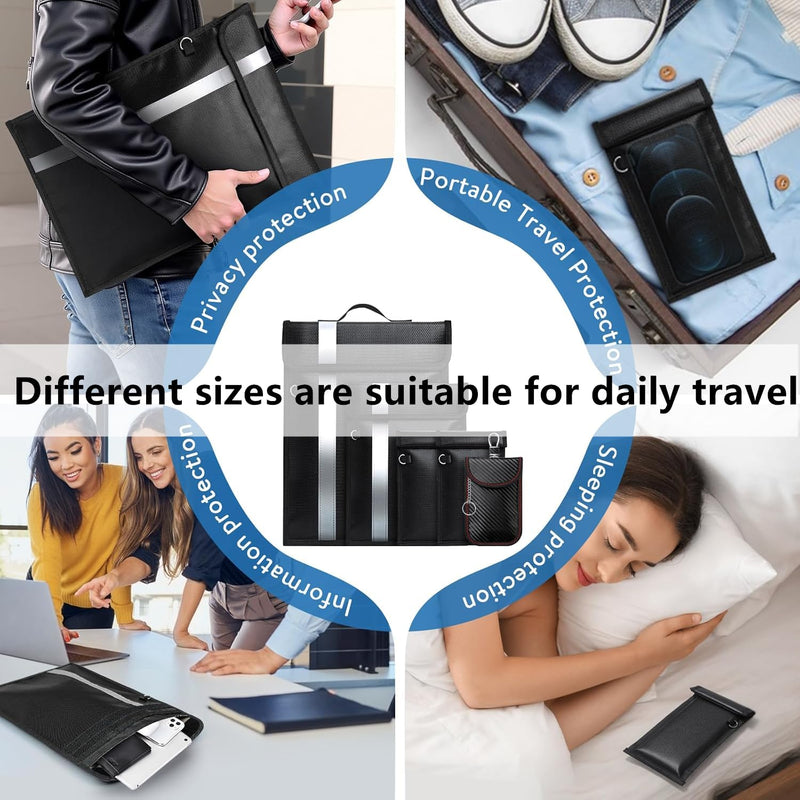 Faraday Bags,Anti-Tracking Faraday Bag For Phones&Laptops & Tablets & Car Keys,Fireproof & Waterproof EMP Bag,Faraday Cage With Handle