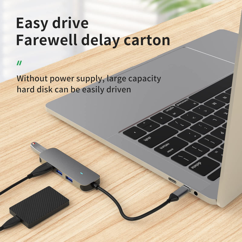 USB-C to USB 3.0 Hub 4-Port by MMOBIEL – 4-in-1 USB-A Splitter Adapter, 5Gbps High-Speed Data Transfer, Compact Aluminum Hub – Compatible with MacBook, iPad Pro, Dell, Samsung, USB-C Laptops & Tablets USB-C to 4-Port USB-A Hub