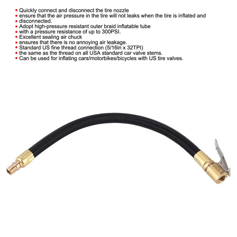 Tire Inflator Extension Tube Tyre Pump Quick Inflation Chuck Adapter Hose Quick-Inflation Clip Connector High-Pressure Tube Car Motorcycle Maintenance Accessories
