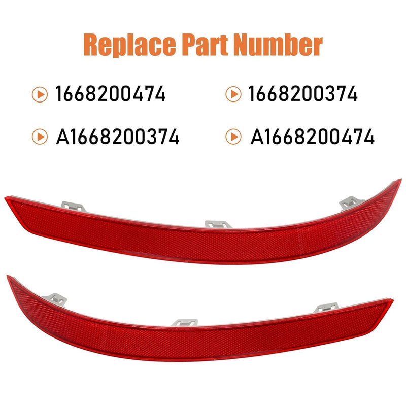 2 PCS Left & Right Rear Bumper Reflector Fit for Mercedes-Benz X166 GL GL350 GL450 GL500 GL550 GL63 AMG 2013-2016 for GLS450 2017-2019 Replace# 1668200374 1668200474 A1668200374 A1668200474 1668200474 A1668200374 1668200374