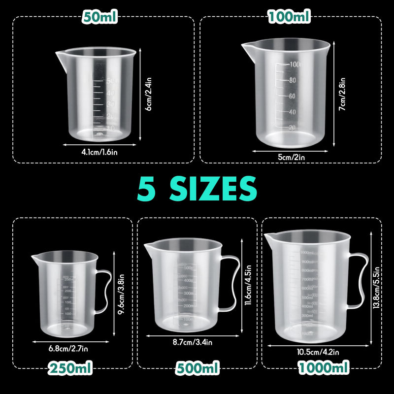 Baderke 28 Pcs Beakers and Test Tubes Set Including 3 Graduated Cylinder 5 Plastic Beakers 3 Erlenmeyer Flask 10 Droppers 6 Plastic Test Tubes with Rack for Home Science Lab Party DIY