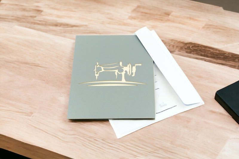 Rykamia Vintage Sewing Machine Pop Up Card - Multi-Occasion Greetings: Birthday, Anniversary, Retirement, Thank You, Good Luck - Perfect For Tailors & Grandma