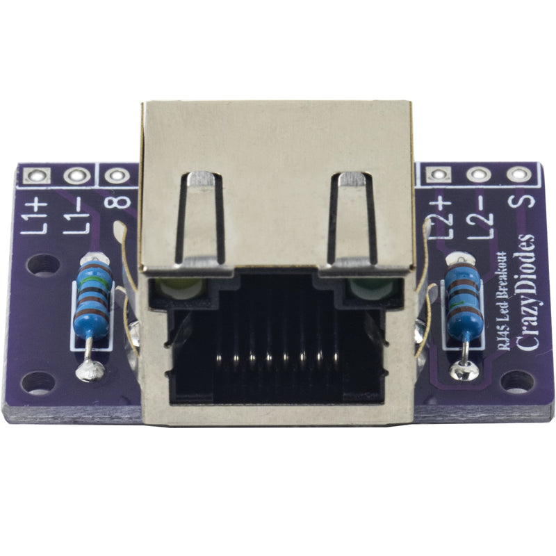 whiteeeen 4pcs RJ45 Breakout Board with LED Lights and 2 Types Male Pin Headers (Straight and Right Angel)
