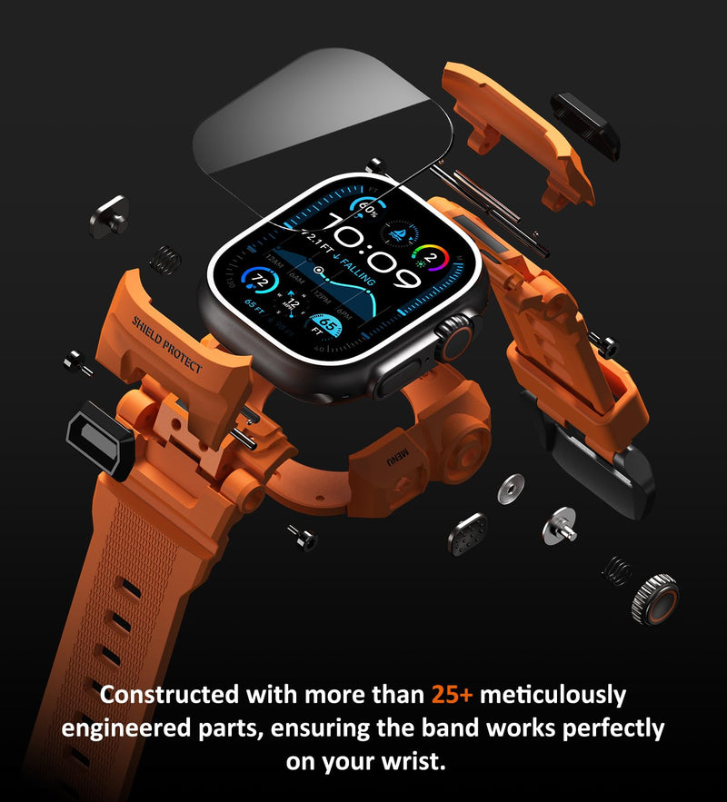 ULTIMAL Rugged Case with Band for Apple Watch 49mm,Compatible with Apple Watch Ultra 3/2/1, Military Grade Shockproof Bumper Cover for iWatch Tactical Band Men (49mm,Orange) Orange