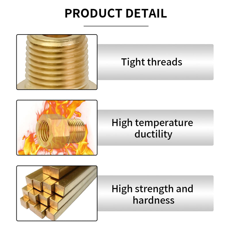 1/8" NPT to 3/8-24" Adapter Fitting - Brass Inverted Flare Female Brake Adapter for Hydraulic, Refrigerant, Fuel Lines (4PCS) 1/8" NPT to 3/8-24" Adapter Fitting