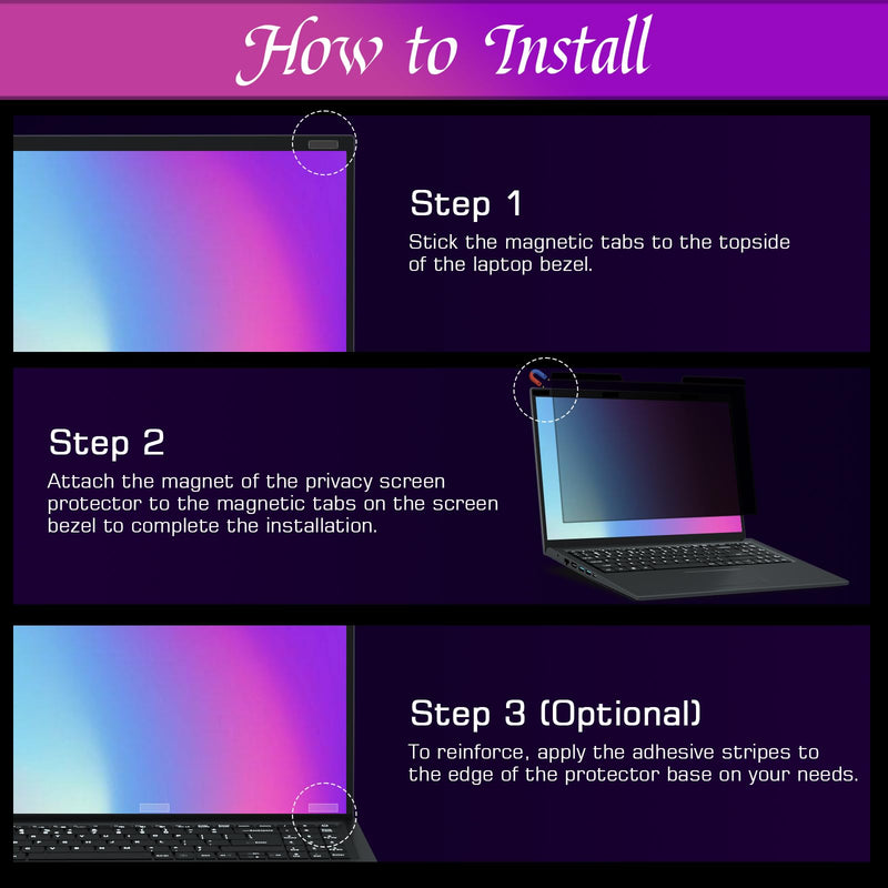 PYS Magnetic 13.3 Inch Laptop Privacy Screen(16:10 Aspect) - Reversible 13“ Laptop Screen Privacy Shield, Anti-Glare Blue Light Protector, Removable Privacy Screen for Lenovo Thinkpad HP Dell ASUS XPS 13.3 Inch (16:10)