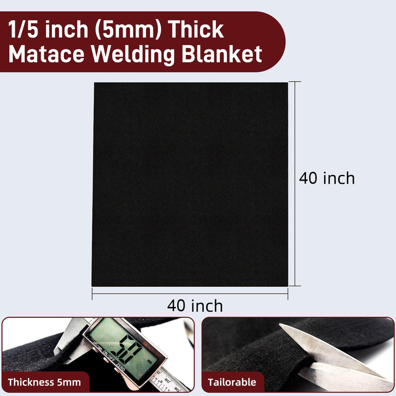 Large 40x40Inch Welding Blanket Pad Fireproof Flame Retardant Fabric for Stove Wick | 5mm Thick Carbon Felt Heat Resistant Mat for Industrial, Smoker, Soldering, Firepit, Grill & Welding Applications 40x40'' 1 PCS