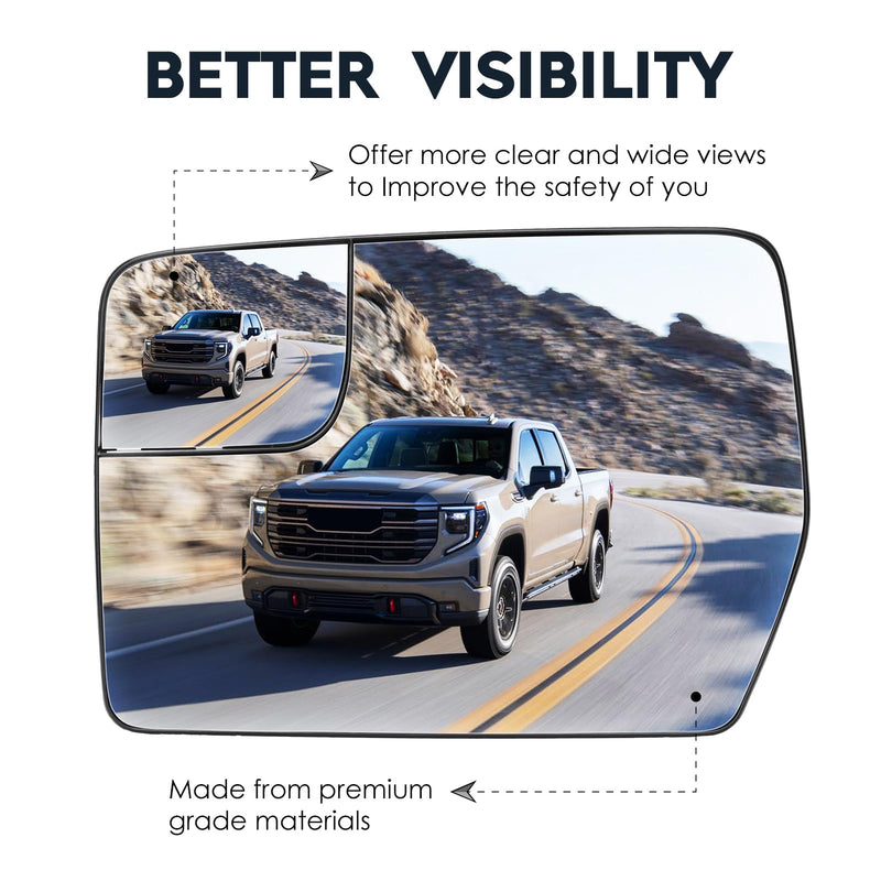 Driver Left Side Power Heated Mirror Glass for 2011-2014 Ford F-150 with Rear Holder, Blind Spot Convex Side View Mirror, Replace for BL3Z-17K707-E Driver Side(Left)