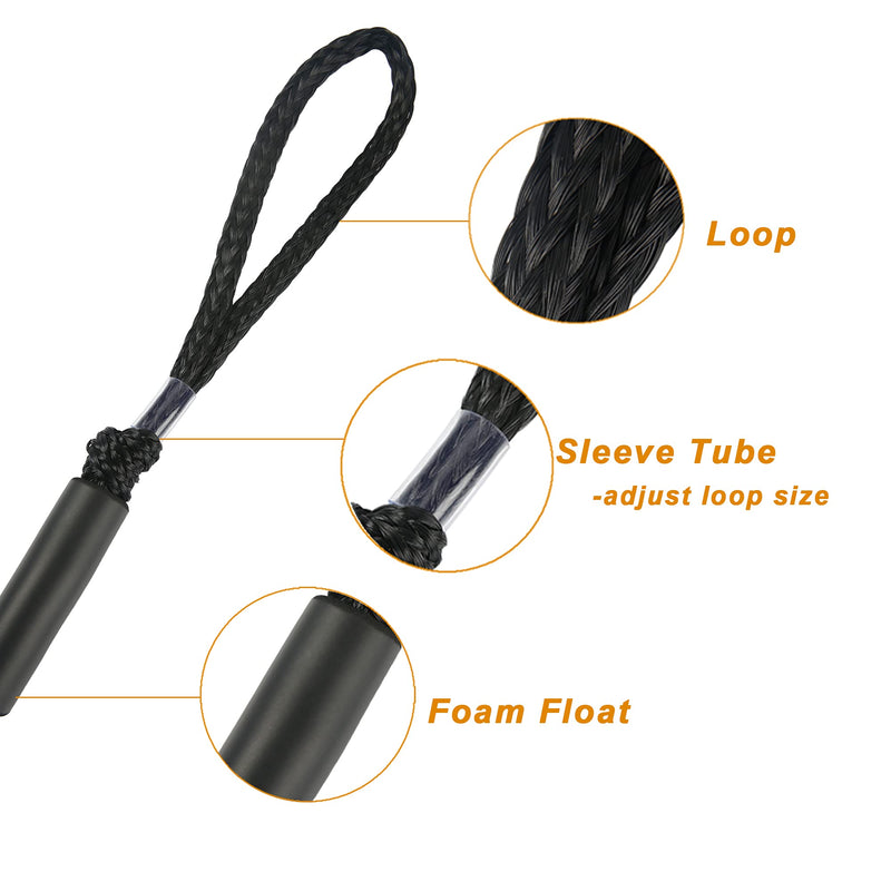 Bungee Dock Line for Boats 4FT Stretchable Boat Dock Lines with Built-in Bungee Cord Foam Floats Quick Dock Rope for Jet Ski Pontoon Kayak Elastic Boat Docking Line Boating Gifts for Men 4P Black Black 4P