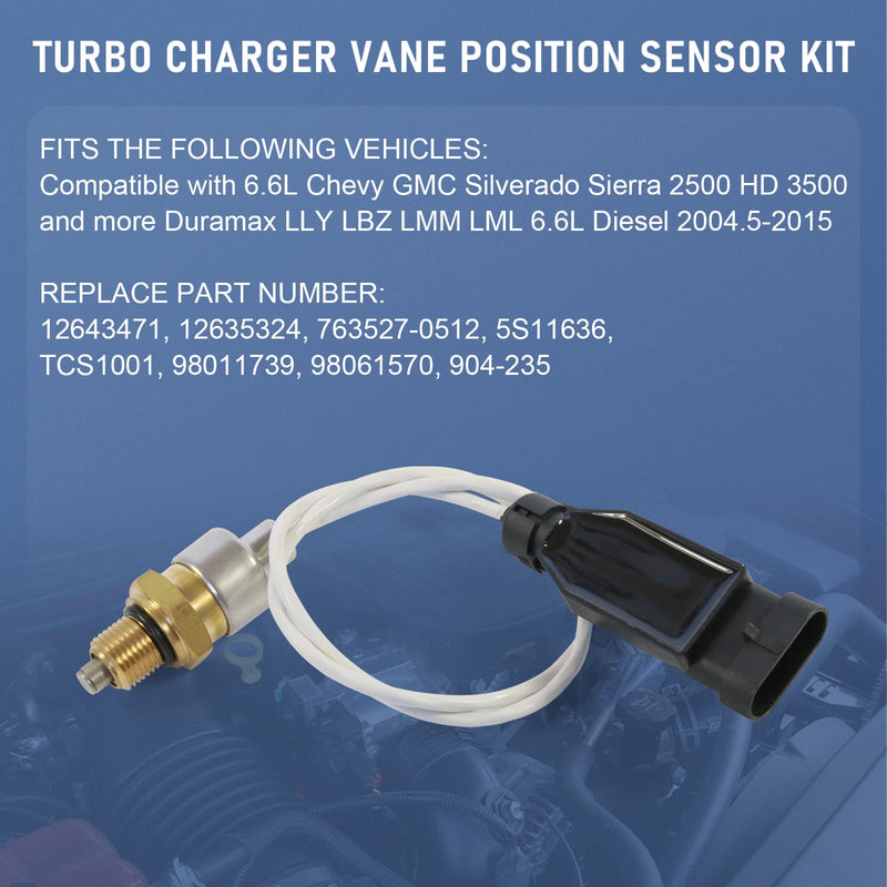 Turbo Charger Vane Position Sensor Kit Compatible with Chevy GMC Silverado Sierra 2500 3500 Duramax LLY LBZ LMM LML 6.6L Diesel 2004.5-2015 Replaces# 904-235 12643471 12635324 763527-0512
