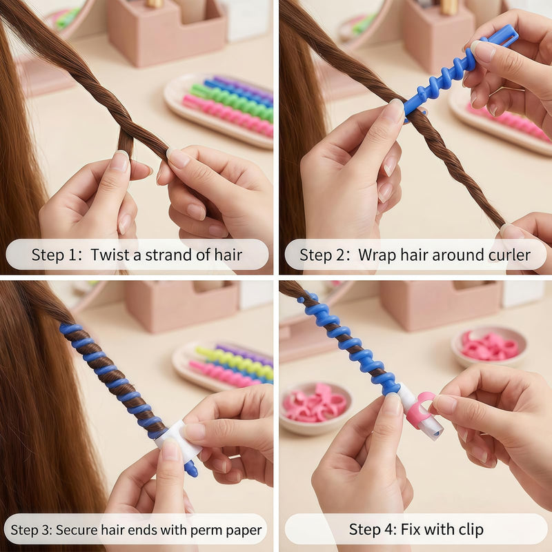26 Pcs Spiral Hair Perm Rods Plastic Medium/Long Barber Hairdressing Styling Curling Perm Rod Hair Rollers Hair Curler Salon Tools for Women Ladies Girls(6 Inch)