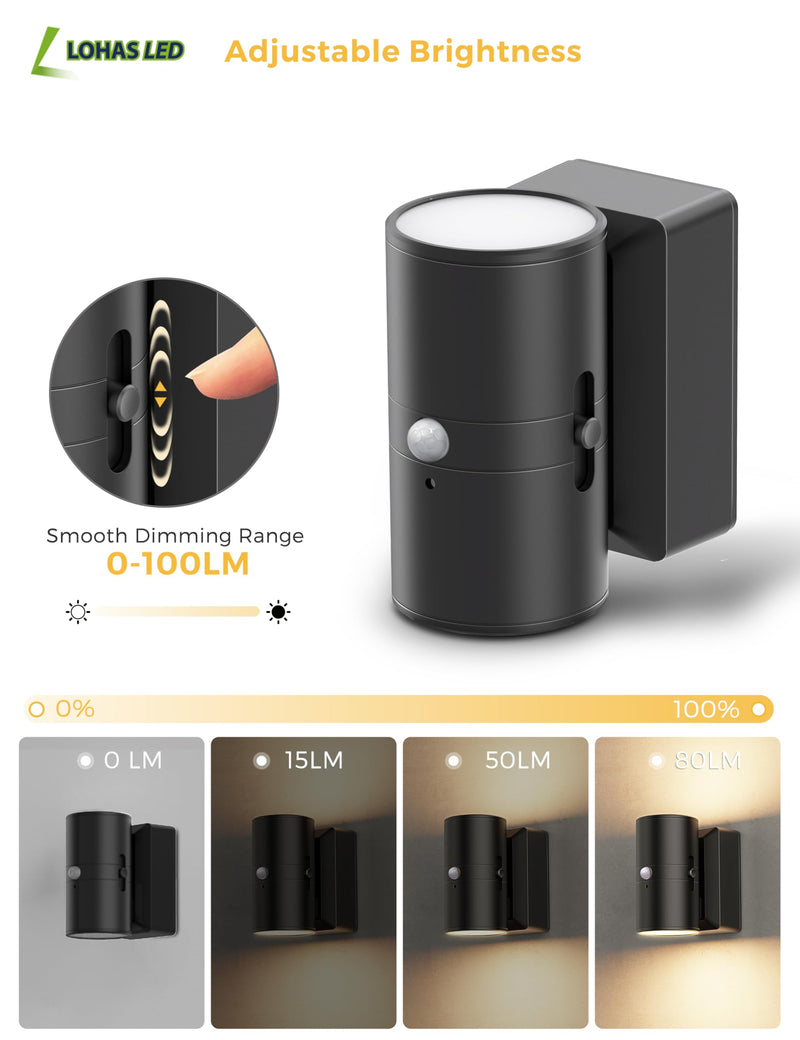 L LOHAS LED Motion Sensor Night Light, Rechargeable Night Light, 0-100LM Dimmable, 3000K Soft White, 2 Pack Wireless