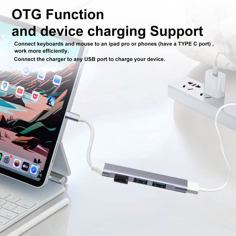2pcs USB C Hub USB Hub 3.0,4-Port USB C to USB Adapter USB to USB C Adapter,Ultra-Slim USB C Adapter USB Splitter,USB C Dock USB Extender for Laptop,iMac Pro,MacBook Air,Mac,USB to USB C,USB C to USB 2 USB-C HUB