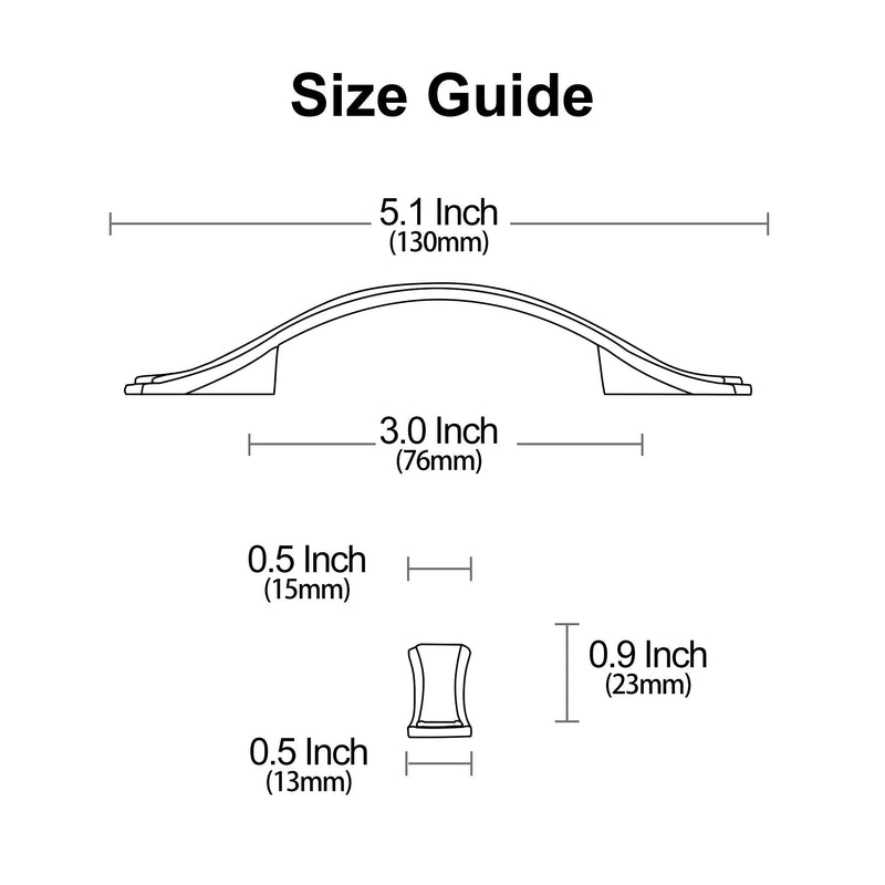 Alzassbg 10 Pack Brushed Satin Nickel Cabinet Pulls, 3 Inch(76mm) Hole Centers Cabinet Handles Arch Kitchen Hardware for Cabinets and Drawer AL3028SN Traditional - Brushed Satin Nickel 3" Hole Center