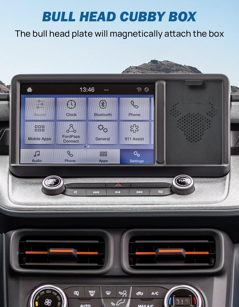 JOYTUTUS Cubby Phone Mount Cubby Storage Compatible with Ford Maverick 2024 2023 2022 Truck Dash Cubby Insert Phone Holder & Storage Box Kit