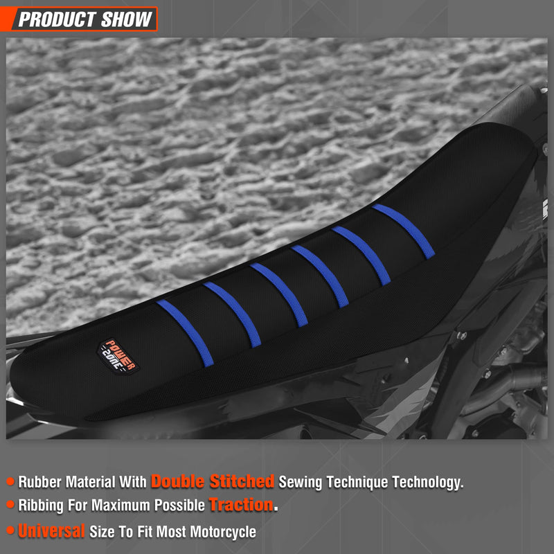 Universial Dirt Bike Seat Cover - Soft Ribbed Rubber Seat Covers for Motorcross Enduro Blue