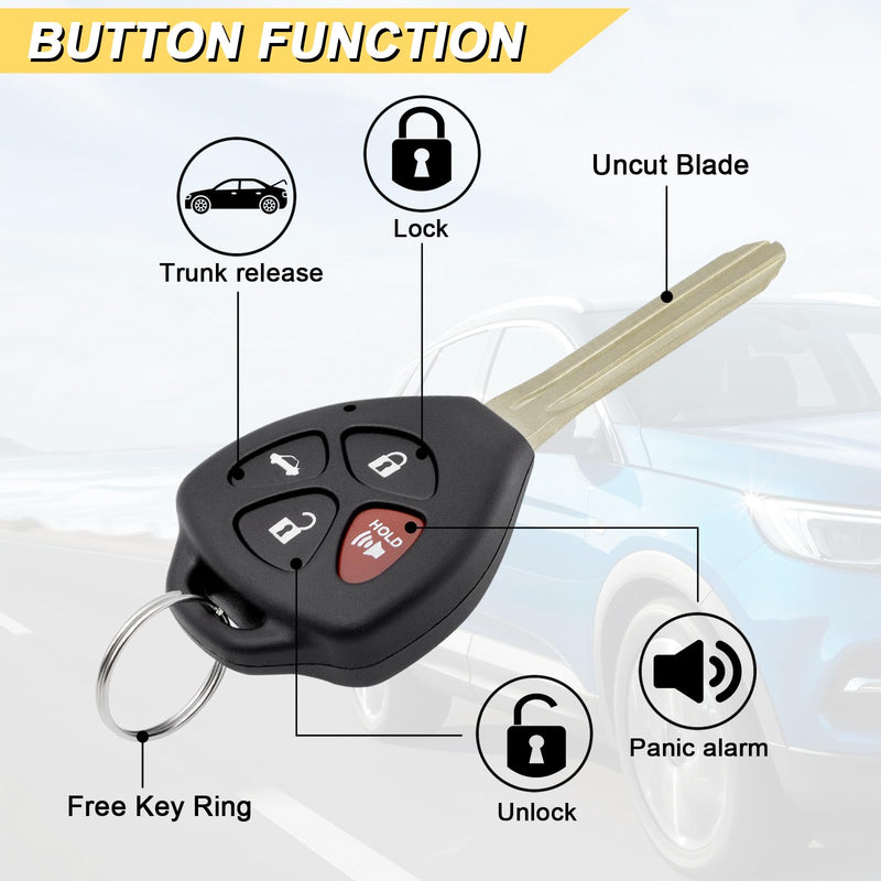 Key Fob Replacement for 2007-2011 Toyota Camry Car Keyless Entry Remote Control, HYQ12BBY, 4 Buttons, 2Pcs