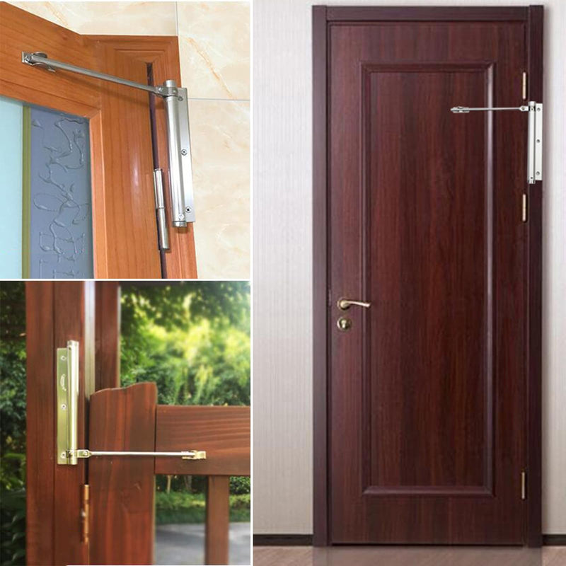  [AUSTRALIA] - ZENG 2-Pack Adjustable Spring Door Closer - 304 Stainless Steel Surface Mounted Automatic Closer for Residential/Commercial Doors (20-40kg, 175° Max, Silver)