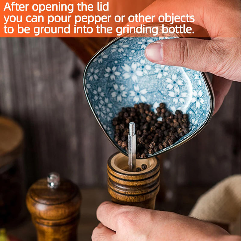 Salt and Pepper Grinder,[5.5inch] Multifunctional Solid Wood Spice Pepper Mill with Strong Adjustable Ceramic Grinder Kitchen Cooking Tools