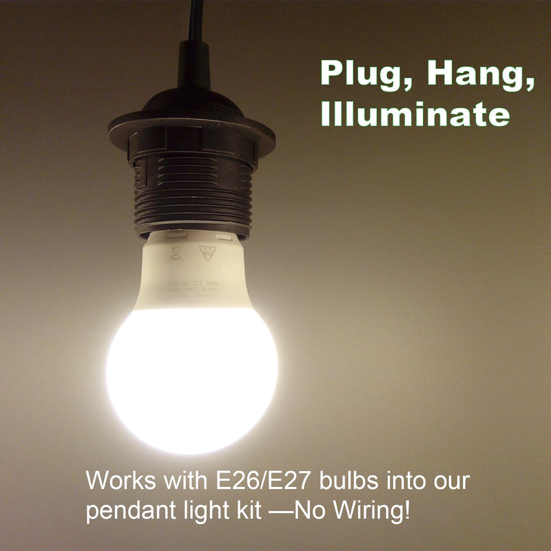 Plug in Pendant Light Cord Kit - 16Ft Light Socket with Cord E26/E27 Extension Hanging Lantern Lamp Cable with Switch,Socket Rings, 4 Pack, Black 16FT-4Pack-Black