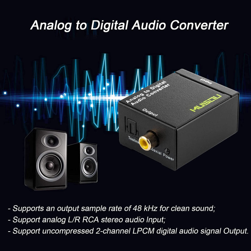 RCA Analog to Digital Audio Converter and 3.5mm to Optical Audio Adapter